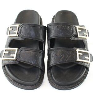 Fendi Black Sandals w/ Gold Buckles